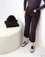 شلوار جک پات واید قهوه ای
