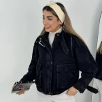 کراپ کت کتان استین سگک