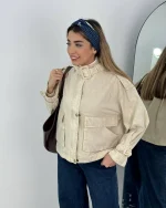 کراپ کت کتان استین سگک - Image 4