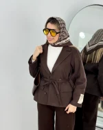 کت لامر4دکمه کمربنددار - Image 2